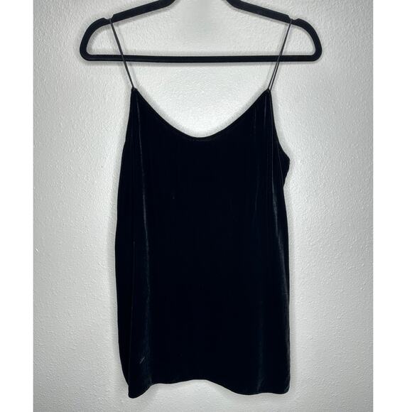 Theory Soft Black Velvet V-Neck Spaghetti Strap Side Slit Camisole Top S - Picture 3 of 15